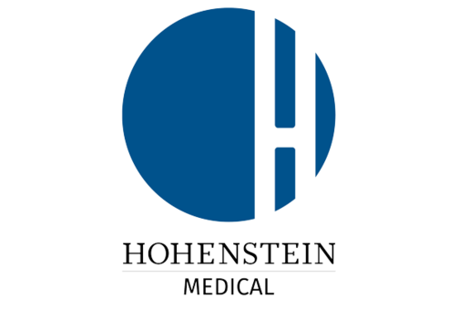 Hohenstein Medical Logo HOHENSTEIN MEDICAL, Blue dot logo with white H