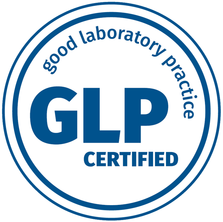GLP Certification Logo – Hohenstein Medical Device Testing GLP-certified laboratory logo indicating Hohenstein's compliance with Good Laboratory Practice for medical device testing