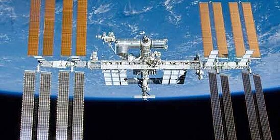 Aerospace international space station with earth in background