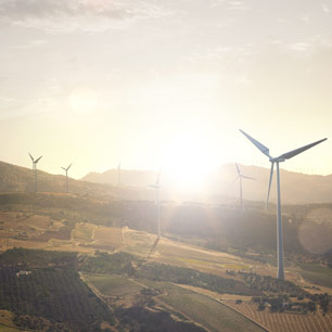 EU - European Commision Field in Europe with wind turbines